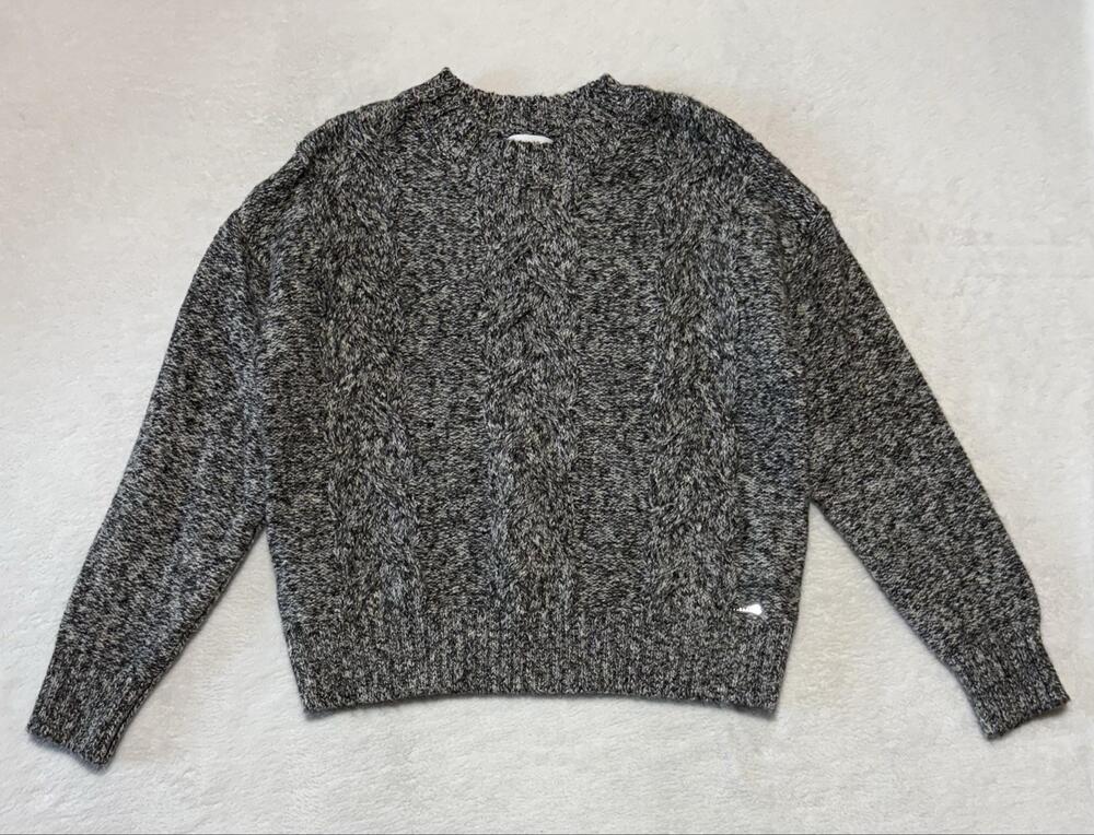 Calvin Klein Sweater Womens Small Gray Marled Cable Knit Crewneck Pullover